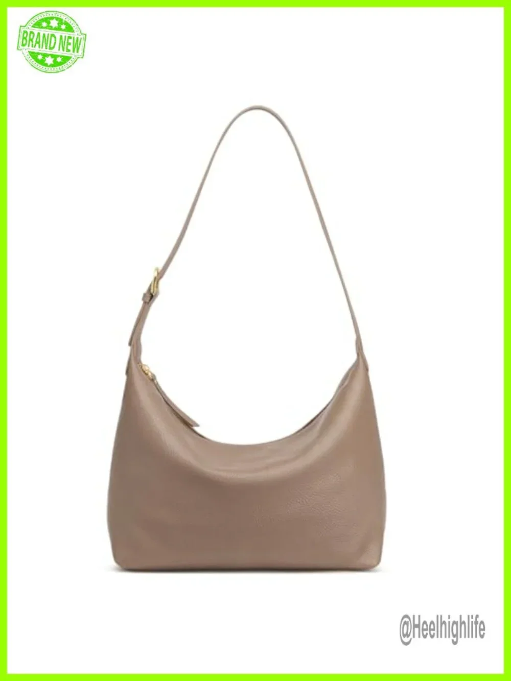 Medium Leather Hobo Bag with Removable Crossbody Strap, Soft Genuine Top Grain
